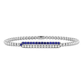Couture Gold Bead With Gemstone & Diamond Double Row Bar Stretch Bracelet