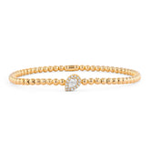 Couture Gold Bead With Pear-Shaped Diamond Halo Center Stretch Bracelet