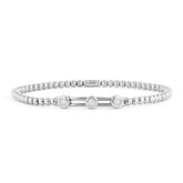 Couture Gold Bead With 3 Stone Bezel-Set Diamond Bar Stretch Bracelet