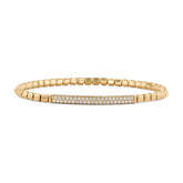 Couture Gold Bead With Diamond Pave Bar Stretch Bracelet