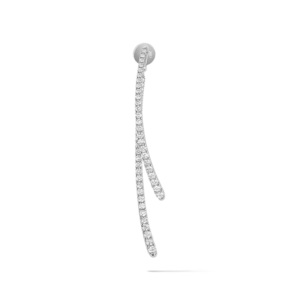 Couture Diamond Long Curved Double Dangle Earrings