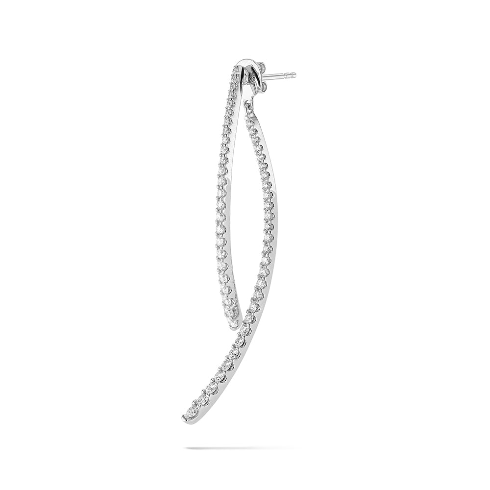 Couture Diamond Long Curved Double Dangle Earrings