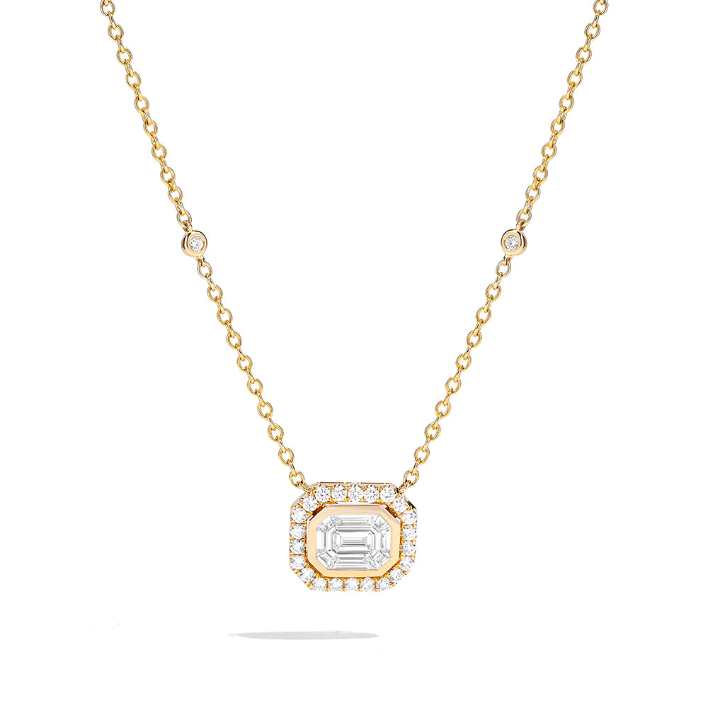 Couture Emerald Classic Solitaire Halo Pendant