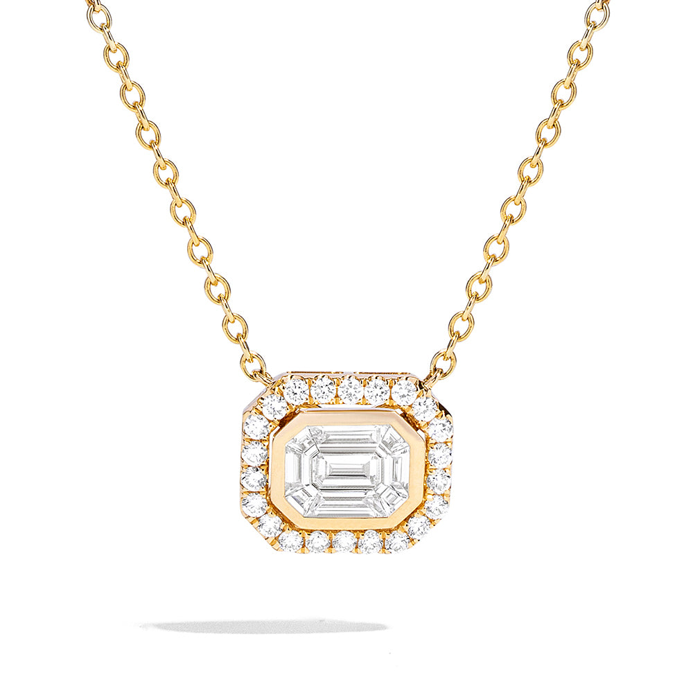Couture Emerald Classic Solitaire Halo Pendant