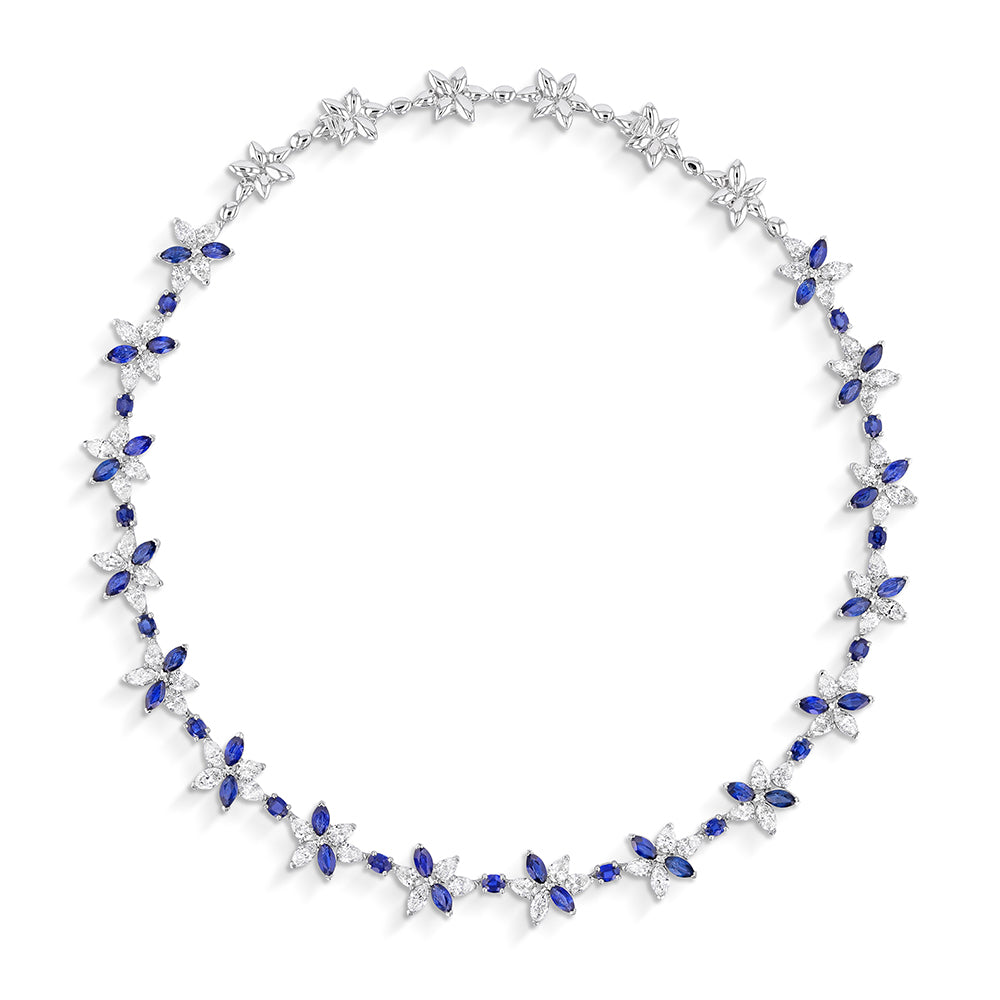 Couture Gemstone And Diamond Floral Necklace