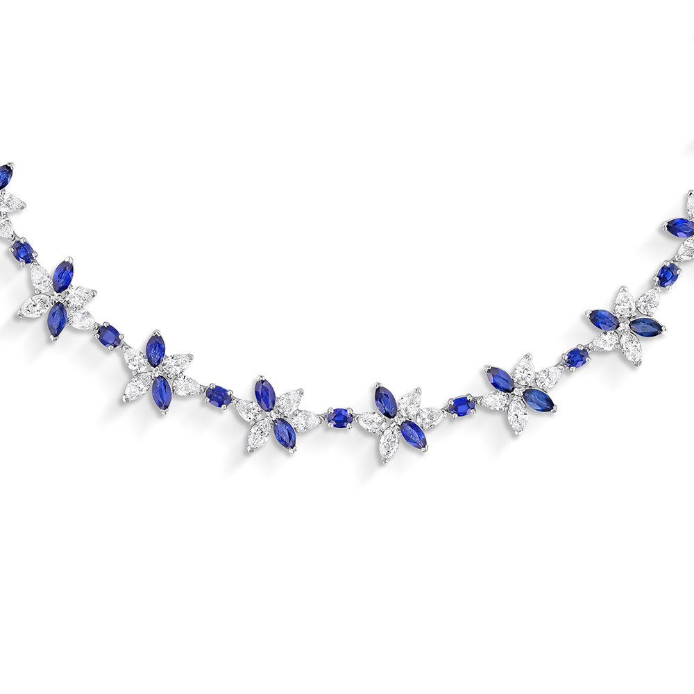 Couture Gemstone And Diamond Floral Necklace
